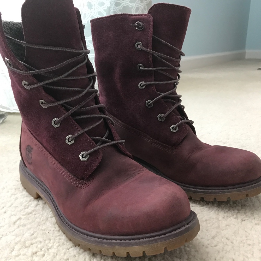 Purple/Burgundy Timberlands